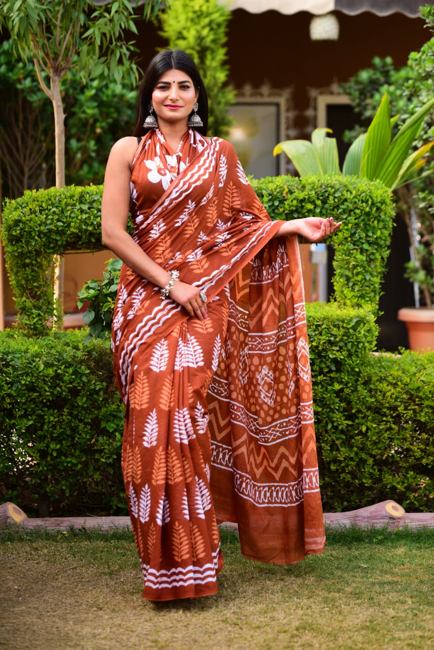Buy Pure Malmal Cotton Saree With Blouse Piece Hand Batik Print Cotton  Malmal Sarees for Women Soft Cotton Malmal Sari on Sale Online in India -  Etsy