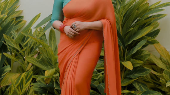 HARU (ORANGE GEORGETTE PLAIN SAREE)