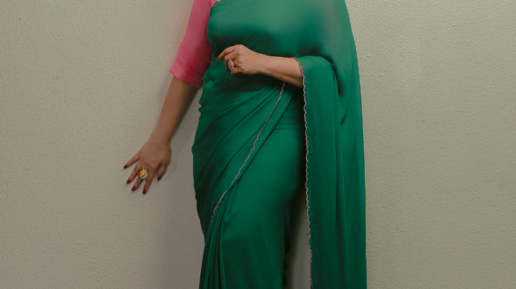 TANICO (DARK GREEN GEORGETTE PLAIN SAREE)