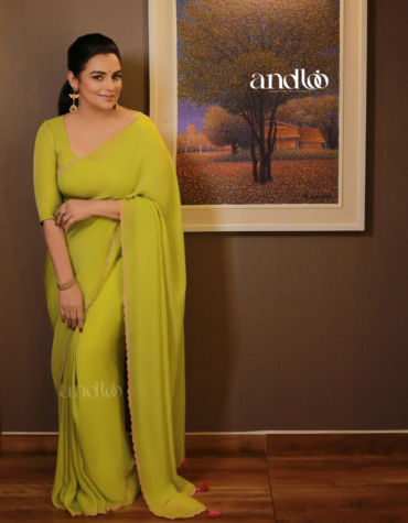 HARUKO (PARROT GREEN VISCOSE ORGANZA SAREE)